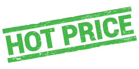 HOT PRICE text on green rectangle stamp sign.
