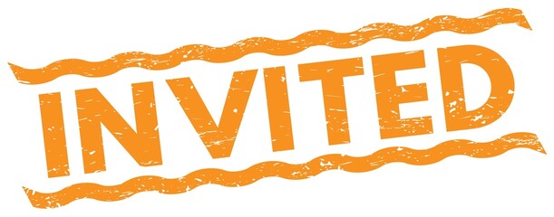 INVITED text on orange lines stamp sign.