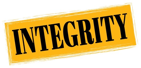 INTEGRITY text written on orange-black stamp sign.