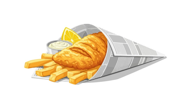 Classic Fish and Chips with Lemon and Tartar Sauce.