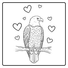 Bald Eagle Valentine Day Coloring Book