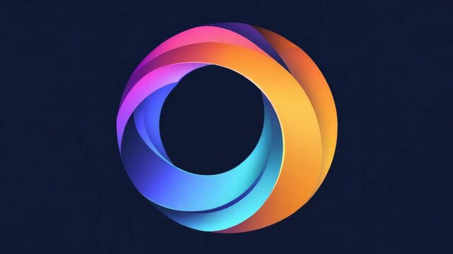 A vibrant and abstract logo design featuring a wave-like form in a variety of vivid colors against a dark background.