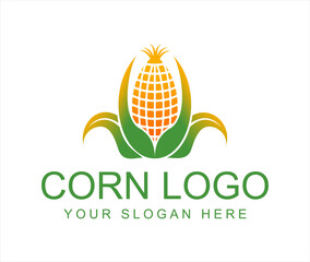 Corn logo label illustration vector design cartoon flat style agriculture logo