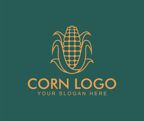 Corn logo label illustration vector design cartoon flat style agriculture logo