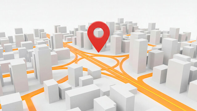 City Navigation Concept 3D Map with Location Pinpoint for Finding Destination