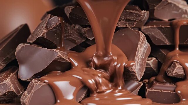 Rich, melting chocolate pieces in a sumptuous display