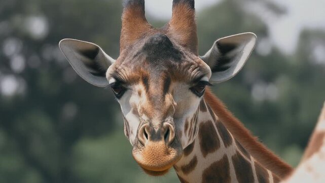 Close up of a giraffe, Close-up of a giraffe, showcasing its unique patterns, long neck,