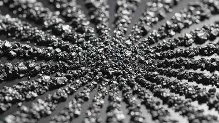Abstract Arrangement: Concentric Pattern of Dark Granules on Glossy Surface