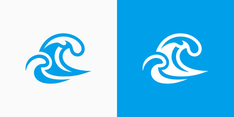 Fototapeta premium Wave vector logo design with modern, simple, clean and abstract style.