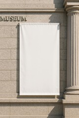 Naklejka premium Blank banner on museum wall
