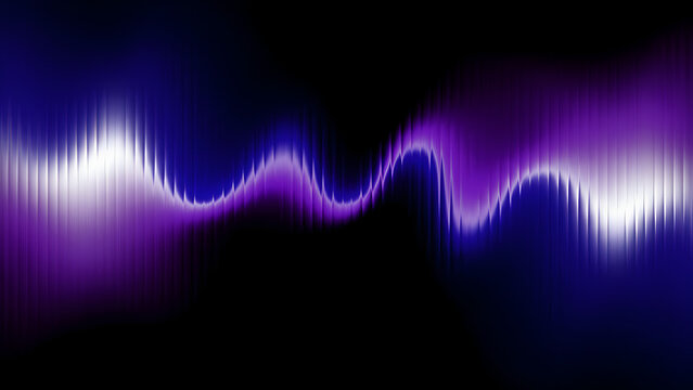Vibrant purple and white sound wave pattern on dark background