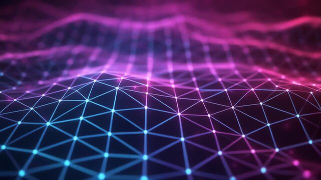 Abstract network surface forming a futuristic data connecting system, visualizing digital 