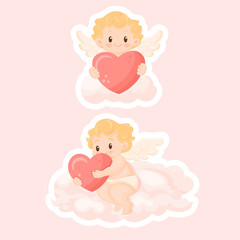 Fototapeta premium Vector cartoon image of a Cupid angel in honor of Valentine's Day, February 14th. Concept of love and romance. Element for your design.