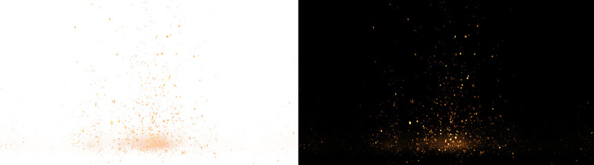 Fire Spark Border Overlay Isolated on Transparent Background. Wide fire sparks border overlay with glowing embers, transparent PNG for banners, thumbnails, VFX, and compositions