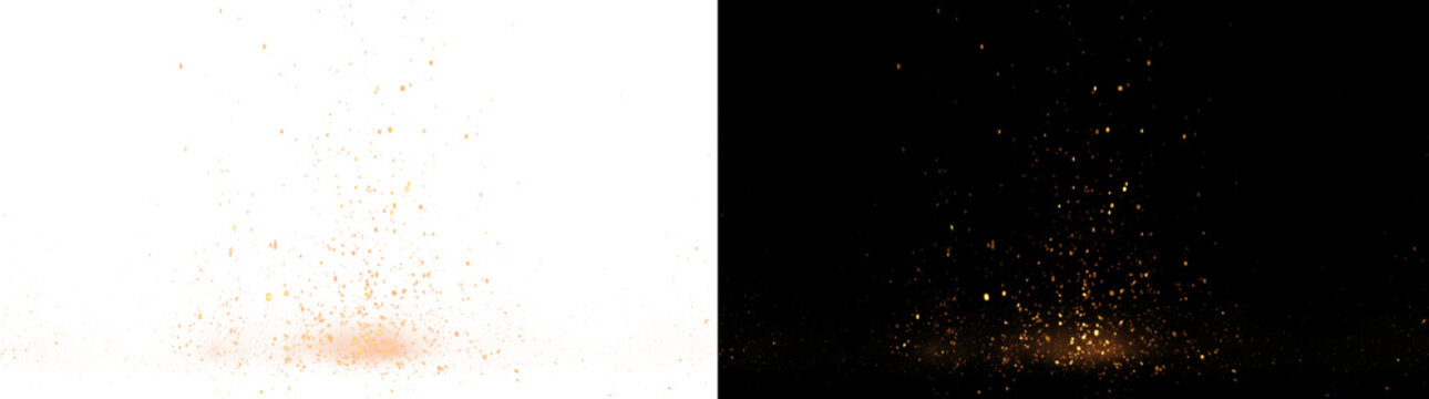 Fire Spark Border Overlay Isolated on Transparent Background. Wide fire sparks border overlay with glowing embers, transparent PNG for banners, thumbnails, VFX, and compositions