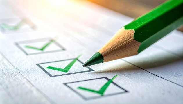 チェック項目に緑の印が入り作業完了を確認する管理プロセスの場面