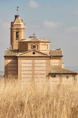 Picturesque mudejar style chuch in Robres. Huesca, Aragon. Spain