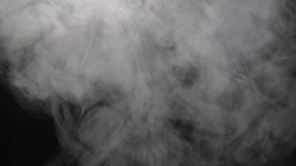 Abstract white smoke texture and pattern background isolated on black. For graphic design, banners and 3D rendering