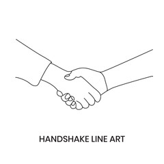 Fototapeta premium Minimal Handshake Line Art Illustration – Business Agreement, Partnership & Trust Concept