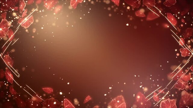 Abstract Luxury Red Background Frame Glowing Particles Valentines
