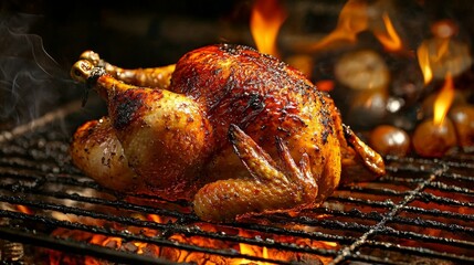 Deliciously grilled roasted chicken with a vibrant color.