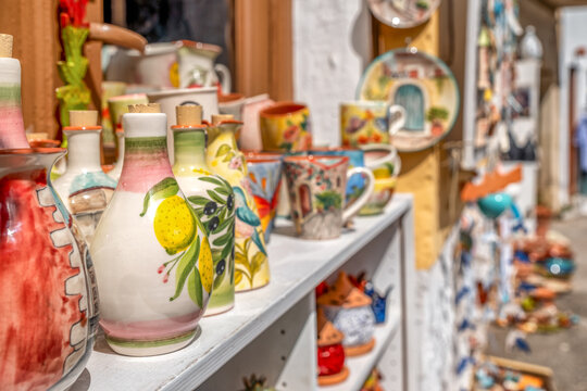 Traditional pottery shop in Margarites village, Crete