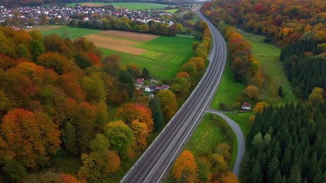 Transmission lines in Waiblingen, Baden-W&uuml;rttemberg, Germany, Europe 