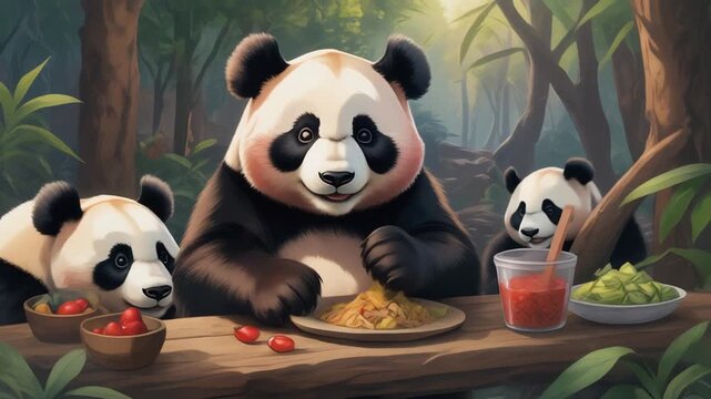 illustrations of pandas