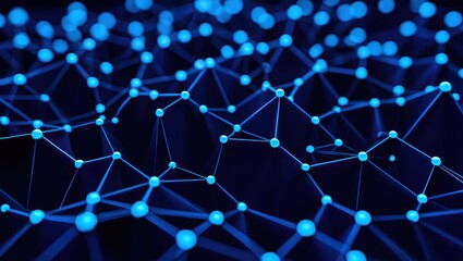 A network of glowing blue dots connected by lines on a dark background