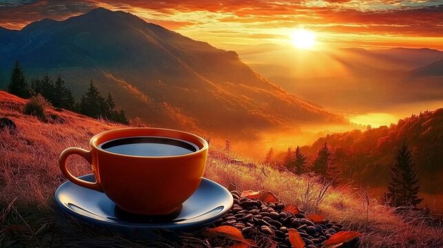 A serene moment with coffee on Toaca Peak, Romania.