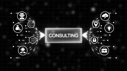 Professional Consulting Services with Digital Icons and Technology Theme