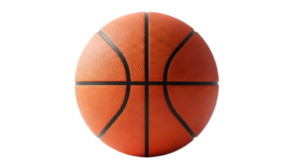 Detailed studio shot of a classic orange basketball with visible texture isolated on transparent background