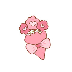Pink heart bouquet with bow and cute heart flowers evoking warmth and affection