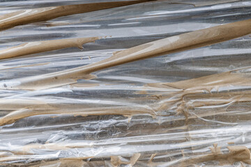 dirty clear tape texture and background, makeshift car window repair that became permanent