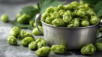 Macro green hop pellets