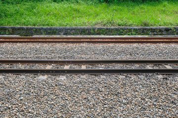Railway tracks with gravel blocks.For graphic design, banners and 3D rendering. For graphic design, banners and 3D rendering