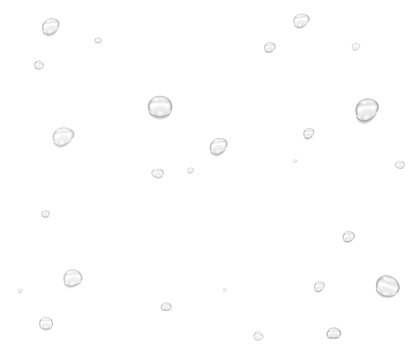 Realistic water drops and condensation on transparent background. Set of clear liquid droplets for window effect design.