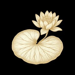 Fototapeta premium Elegant golden lotus illustration
