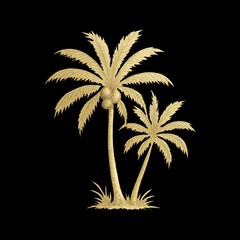 Fototapeta premium Golden palm trees on black
