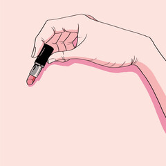 口紅を持っている手のベクターイラスト