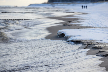 Winter walkers on the Baltic Sea coast of Usedom 