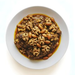 Obraz premium Delicious oatmeal with nuts and honey