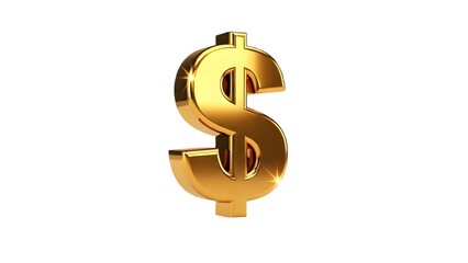 Shiny Golden 3D Dollar Currency Symbol isolated PNG with Transparent Background
