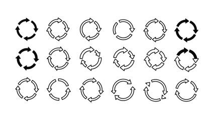 Circular arrow icon set for refresh, reload, and cycle