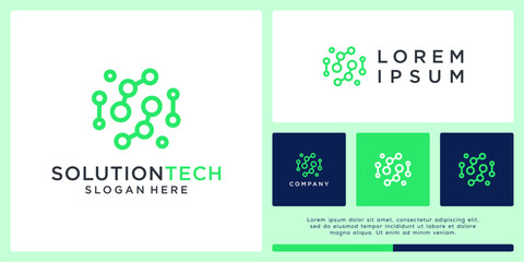 Solution technology logo design abstract connecting