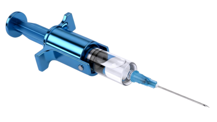 Medical syringe isolated on transparent background