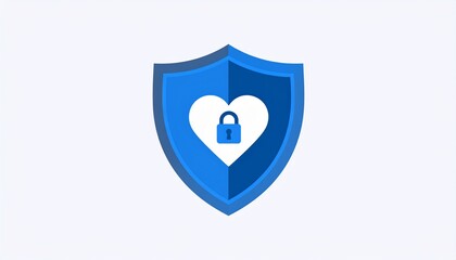 Secure love and protection concept with shield and heart lock symbol