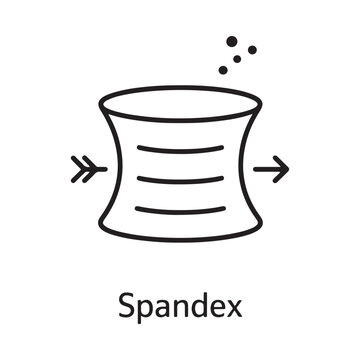 Illustration of a spandex material with stretching arrows and scattered dots above it