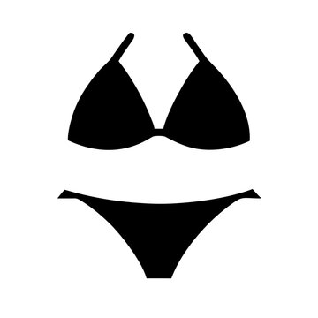 Black Bikini Silhouette - Vector Two-Piece Swimsuit and Women's Summer Beachwear Icon Isolated