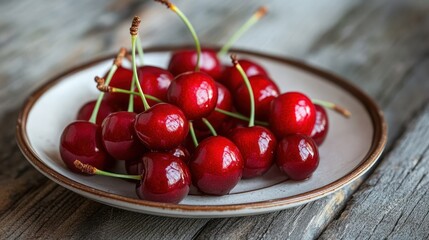 Fresh cherries on a plate